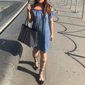 Cloth & stone Denim off shoulder dress small